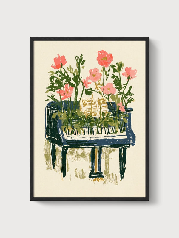 Piano Music Poster poster in black frame
