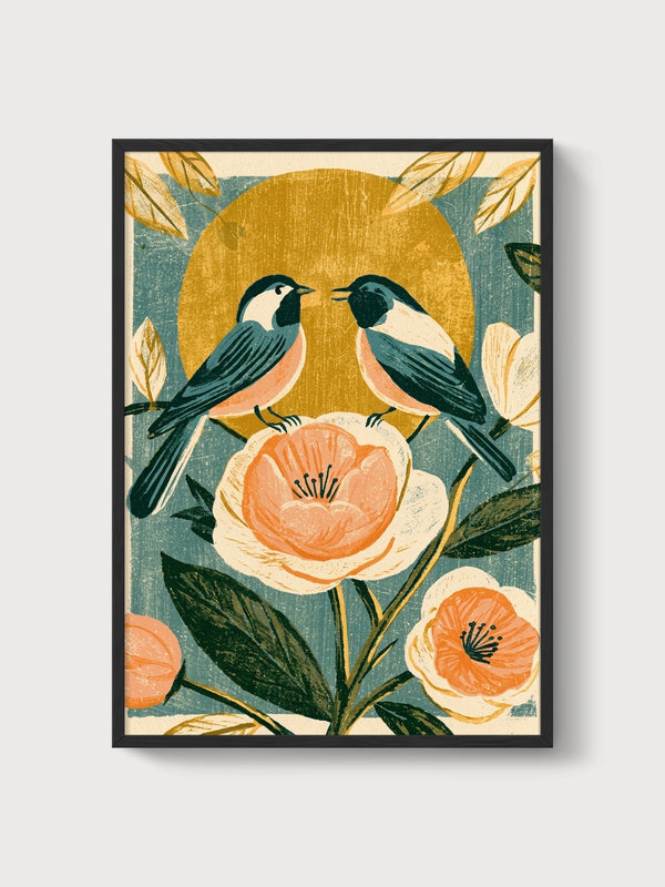 Birds Print poster in black frame
