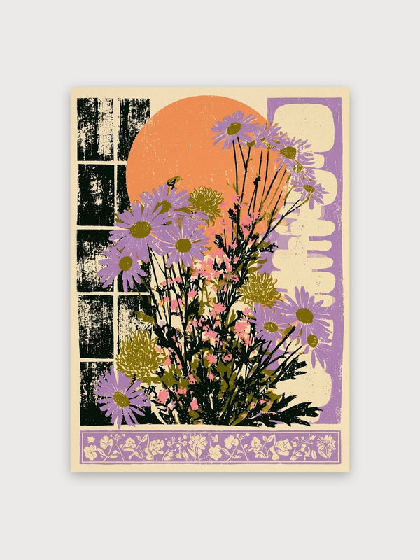 Retro Botanical Daisy Window - Digital Download