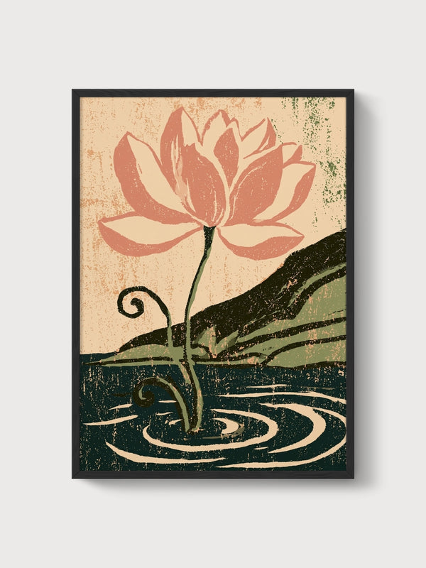 Lotus Wall Art poster in black frame