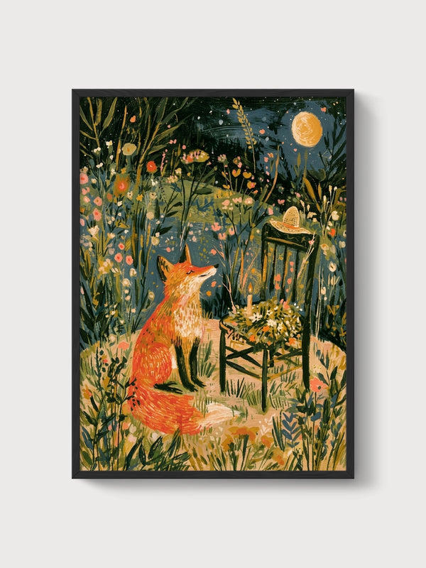 Fox Art Print poster in black frame