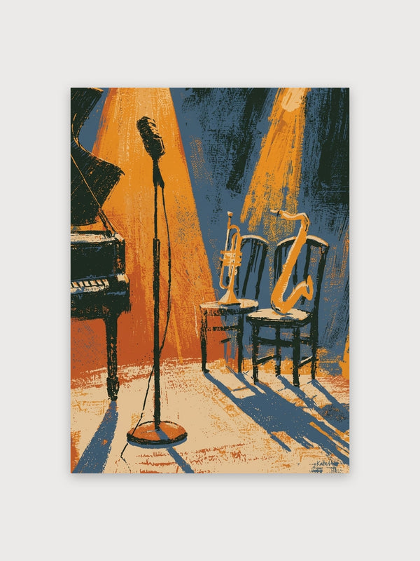 Jazz Stage Musical Instruments Retro - Digital Download