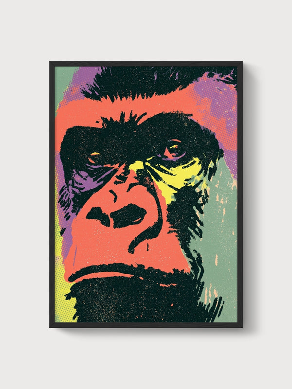 Gorilla Pop Art Poster poster in black frame