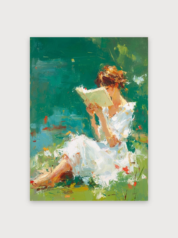 Woman Reading in Garden Impressionist - Digital Download