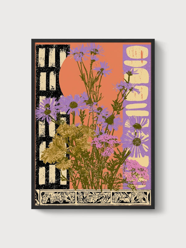 Daisy Flower Print poster in black frame