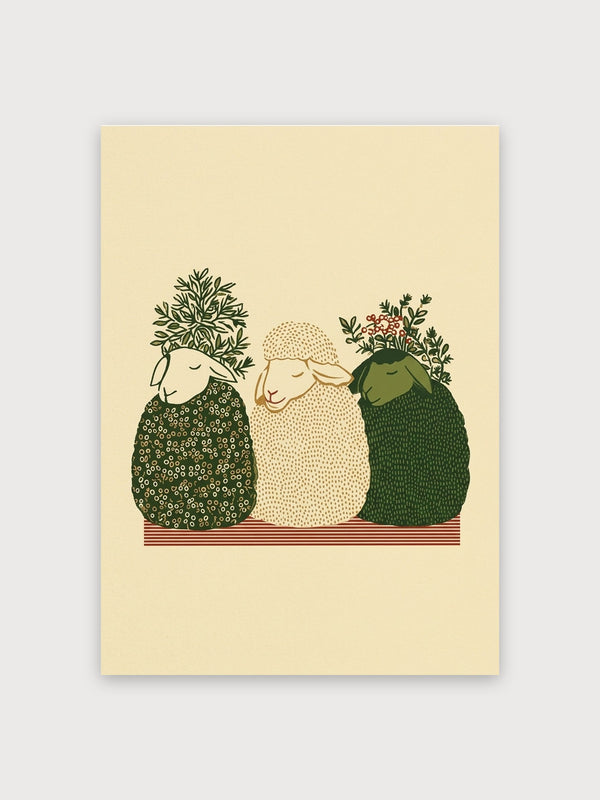 Three Sheep With Herbs Garden - Digital Download