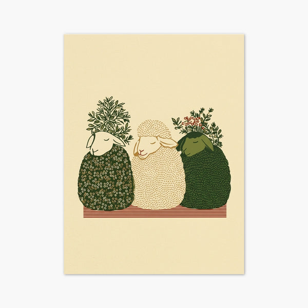 Boho Sheep Trio Folk Art Print art print