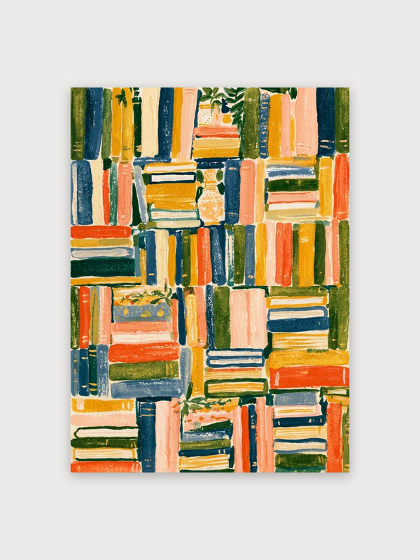 Colorful Library Stack Abstract - Digital Download