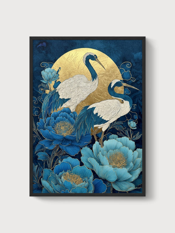 Crane Art Print poster in black frame