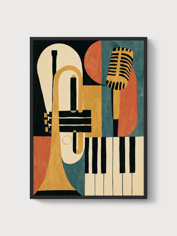 Bauhaus Jazz Music Poster poster in black frame