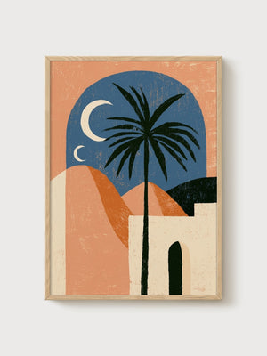 Desert Wall Art poster in oak frame