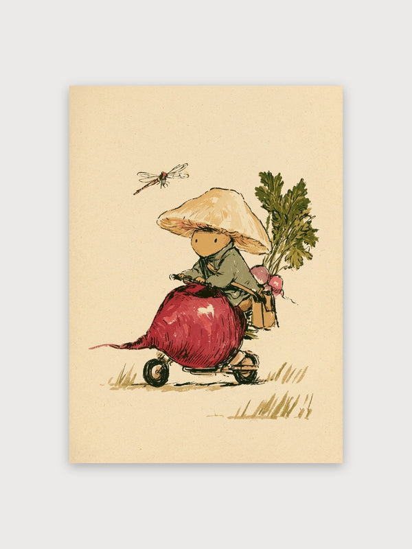 Mouse on Radish Vintage Folk - Digital Download