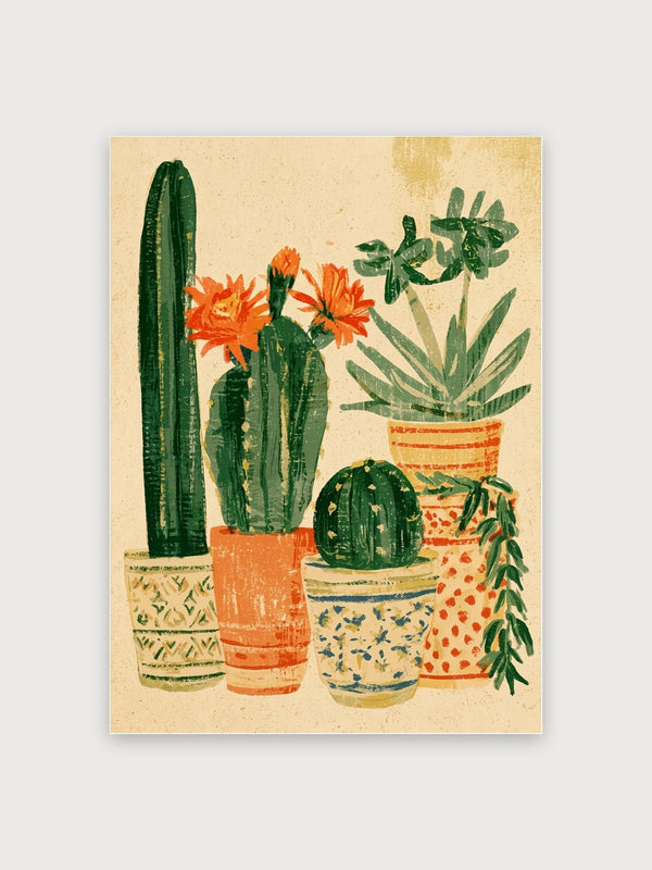 Retro Potted Cactus Garden - Digital Download