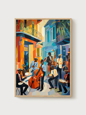 New Orleans Jazz Poster poster in oak frame