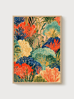 Coral Reef Seahorse Poster poster in oak frame