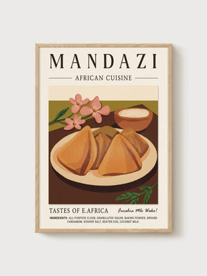 Mandazi African Cuisine Poster poster in oak frame