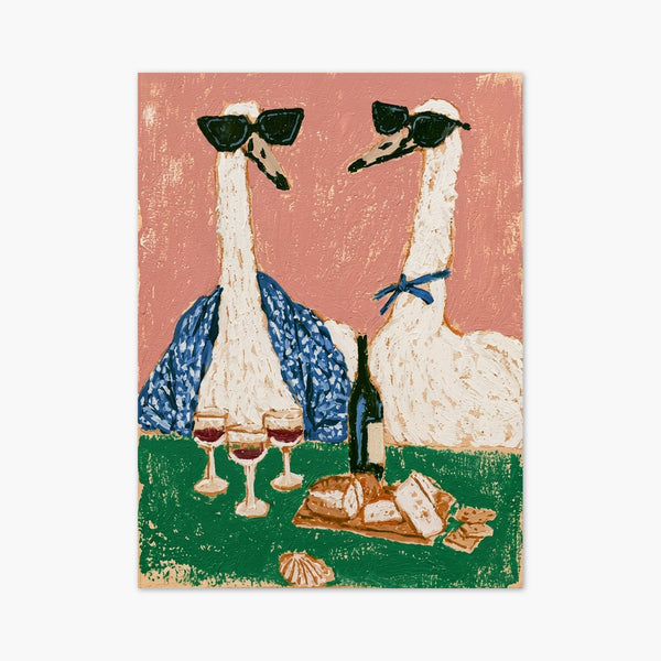 Geese Wine Poster art print