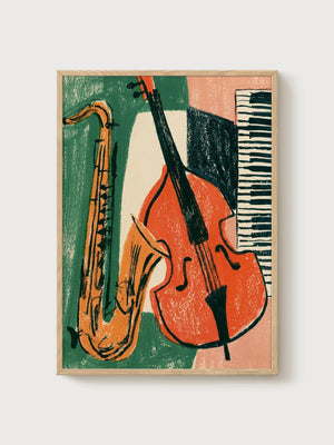 Bauhaus Wall Art poster in oak frame