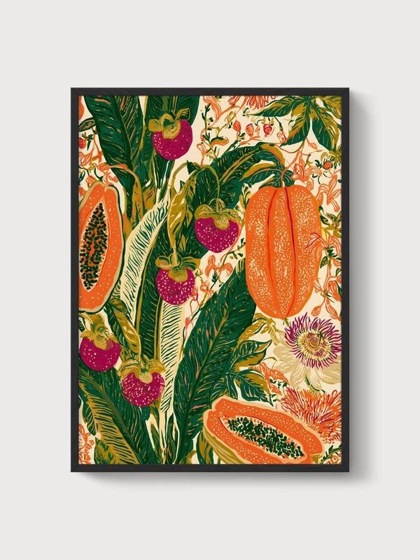 Tropical Fruit Print poster in black frame