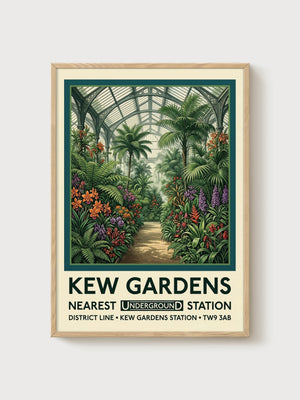 Kew Gardens Print poster in oak frame