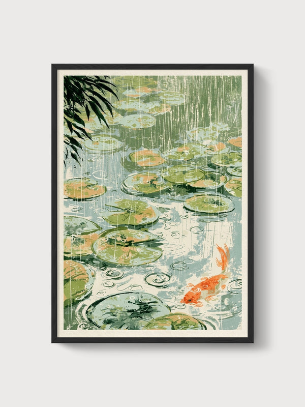 Koi Fish Wall Art poster in black frame