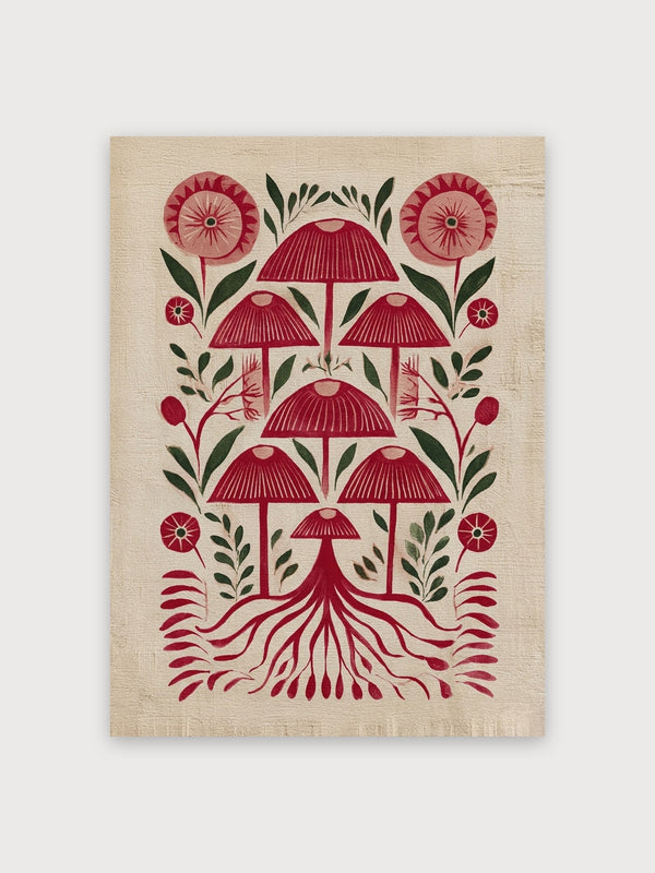 Folk Art Mushroom Garden - Digital Download