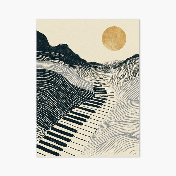 Mountain Wall Art Piano Keys Landscape art print