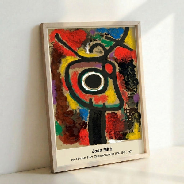 Modern surrealist wall art with flowing black lines and warm ochre accents on cream ground, capturing playful and meditative abstract forms.