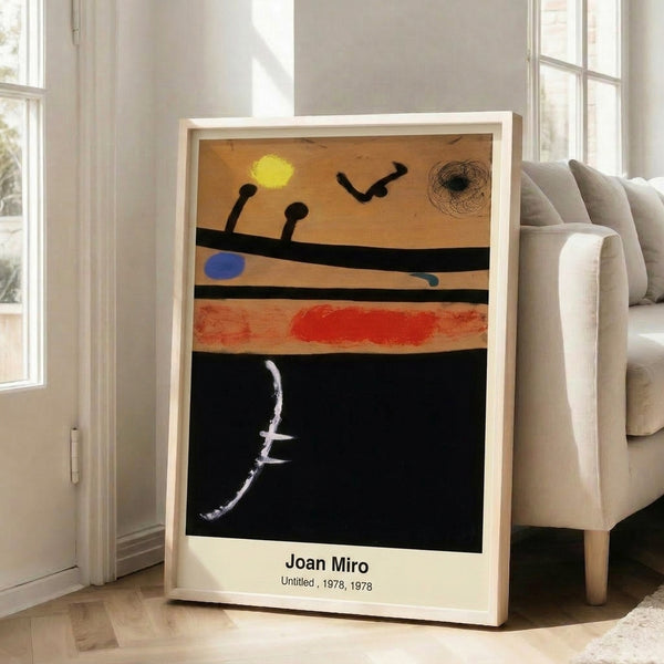 Colorful abstract surrealist poster with expressive geometric forms and symbolic marks in primary colors and black, conveying a lighthearted and animated artistic sensibility.