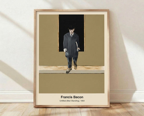 Abstract portrait of a solitary male figure rendered in muted grays and blacks with rust undertones, expressing raw existential emotion through distorted form and isolated composition.