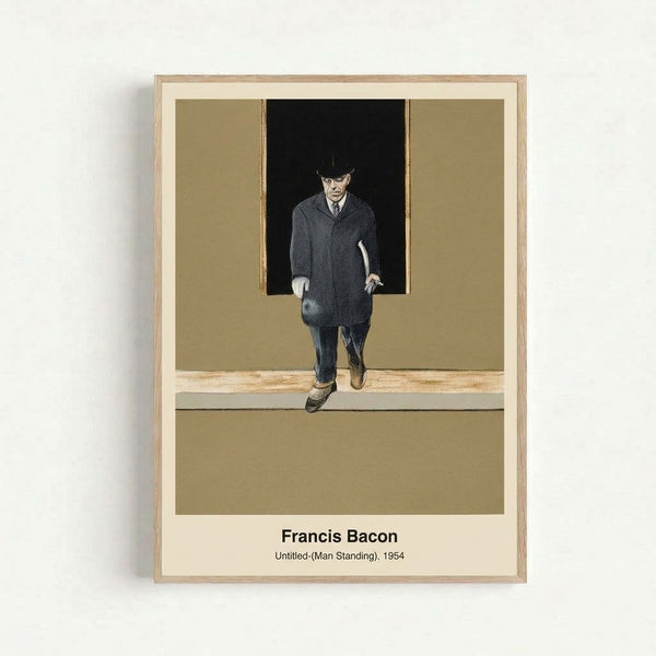 Modernist artwork depicting a standing man in abstract gestural brushstrokes of cream, gray, and charcoal, evoking psychological distress and emotional vulnerability.