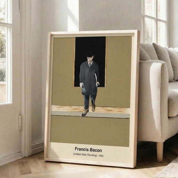 Emotionally charged modern abstract artwork featuring a lone figure in gray, black, and rust tones, capturing a sense of raw vulnerability and existential unease.