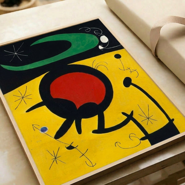 Contemporary art poster depicting birds in motion through cubist-inspired geometric forms and dynamic color relationships.