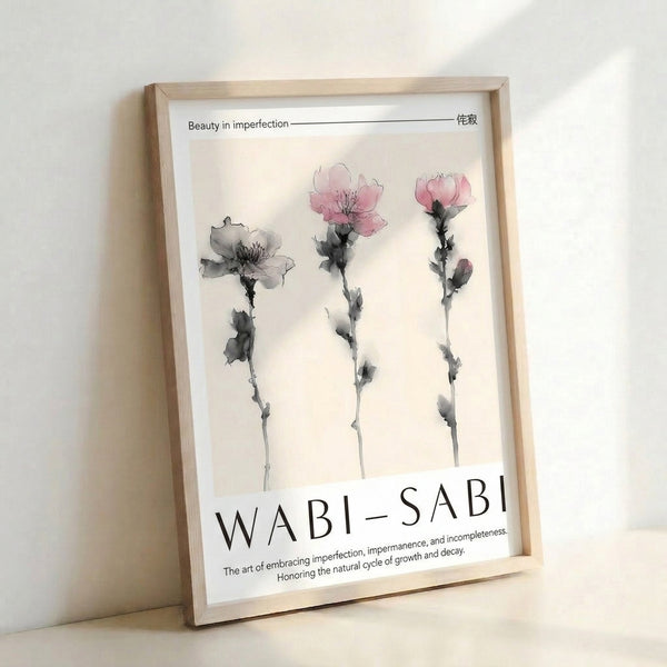 Minimalist watercolor artwork of carnation flowers in muted blush and charcoal tones on light cream, capturing quiet acceptance and tranquility.