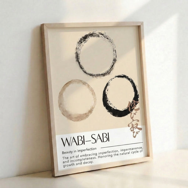 Calligraphic enso circle artwork in charcoal ink on cream, a minimalist Japanese-inspired print that evokes zen tranquility and imperfect beauty.