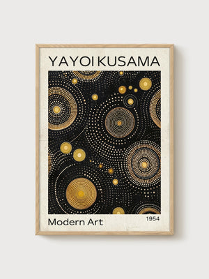 Yayoi Kusama Print poster in oak frame