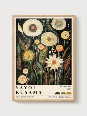 Yayoi Kusama Print poster in oak frame