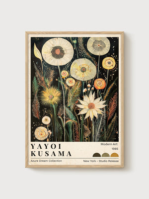 Yayoi Kusama Print poster in oak frame