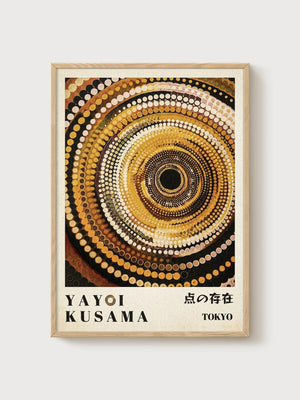 Yayoi Kusama Print poster in oak frame