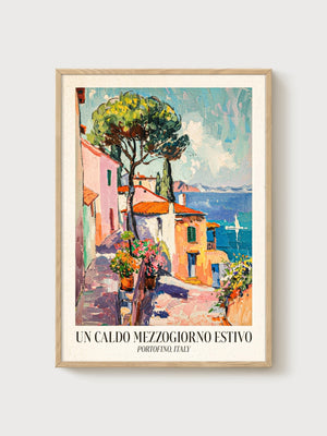 Portofino Italy Poster poster in oak frame