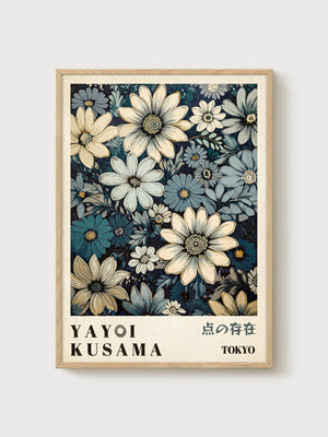 Yayoi Kusama Print poster in oak frame