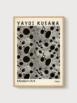Yayoi Kusama Print poster in oak frame