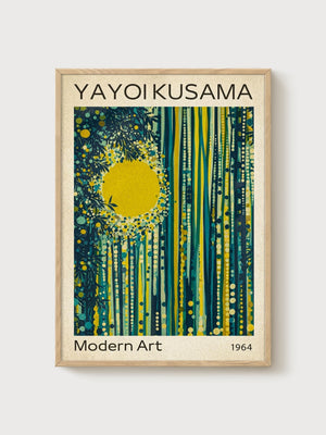 Yayoi Kusama Print poster in oak frame