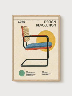 Mid Century Modern Print poster in oak frame