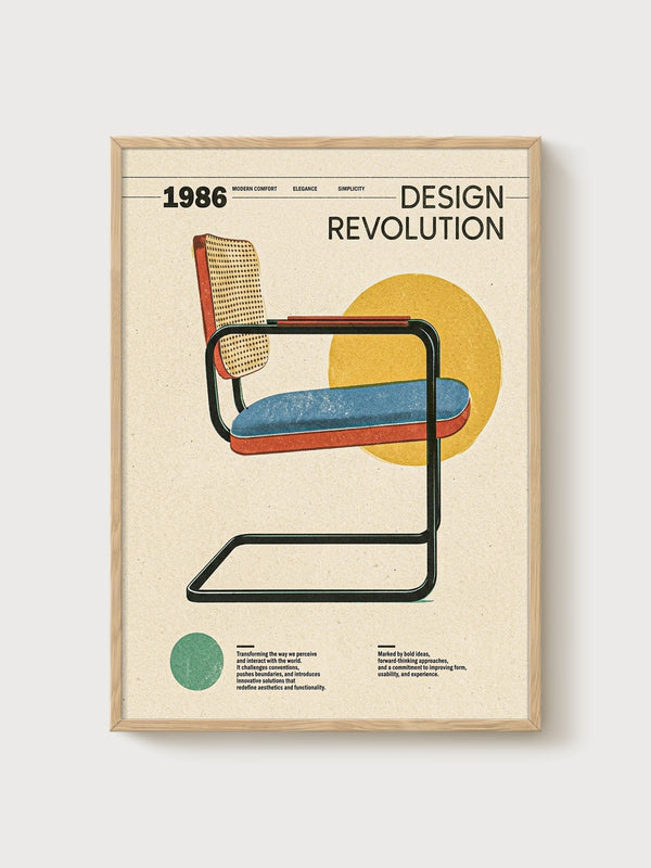 Mid Century Modern Print poster in oak frame