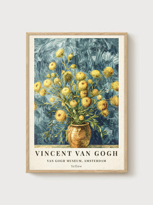 Vincent van Gogh Yellow Flowers Print poster in oak frame