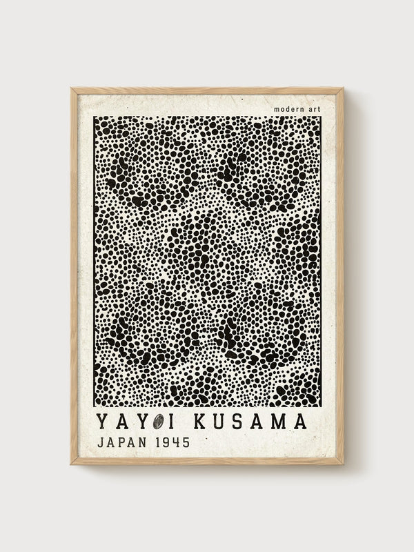 Yayoi Kusama Print poster in oak frame