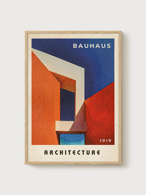 Bauhaus Print poster in oak frame