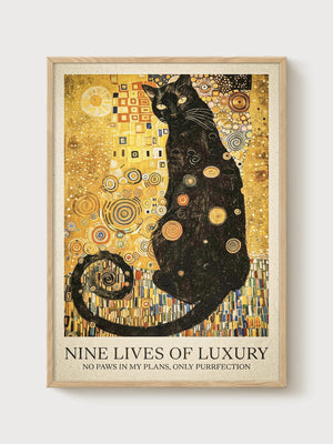 Gustav Klimt Black Cat Print poster in oak frame