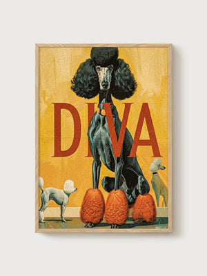 Vintage Poodle Poster poster in oak frame